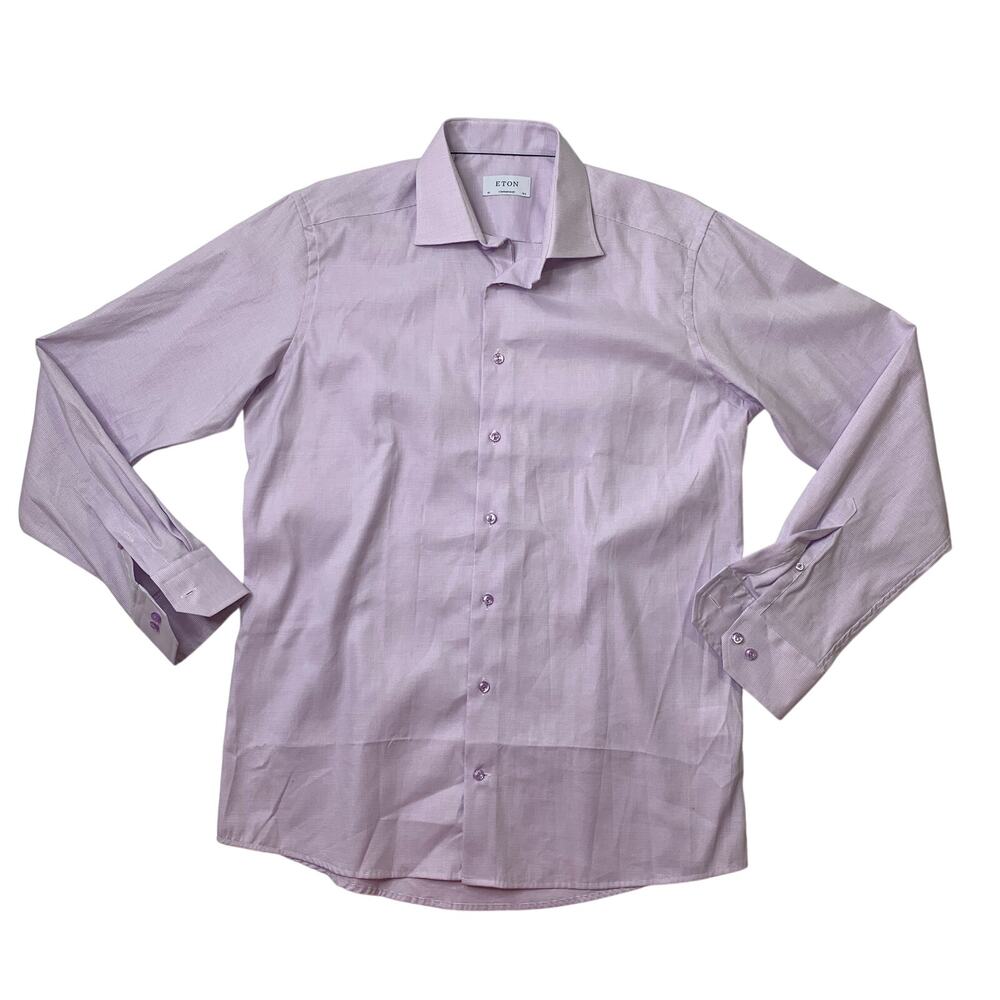 Eton Shirt Mens 16.5 Pastel Purple Contemporary Button Up Long Sleeve Dress